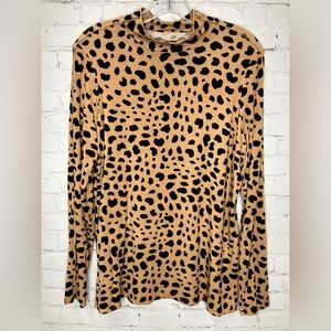 Laurie Felt Leopard Print Long Sleeve Top Size Medium